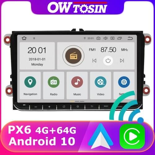 PX6 4+64G Car DVD Media For VW Golf Plus MK5 MK6 VI6 A6 5K Jetta V Passat B6 B7 3C CC Leon Mk2 2008-2013 GPS Android 10.0 Radio