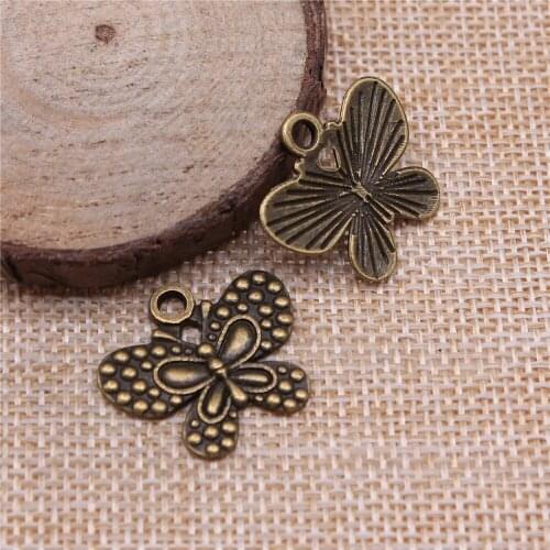 Free shipping 36pcs 24x21mm antique bronze butterfly charms diy retro jewelry fit Earring keychain hair card pendant accessories