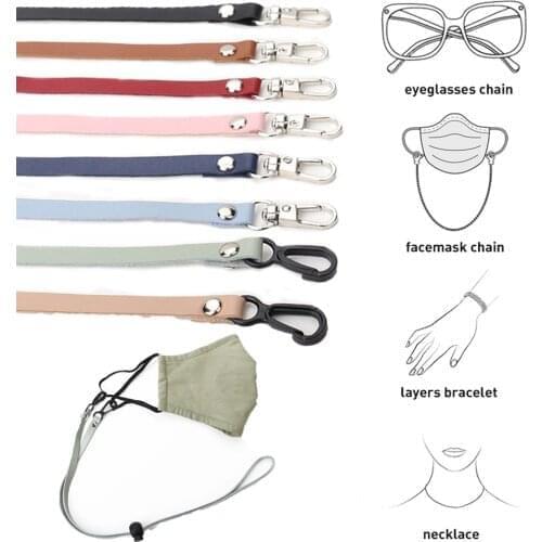 Fashion PU Leather Double Buckle Glasses Chain Mask Hanging Chain Adjustable Lanyard Rope Holder Hang On Neck