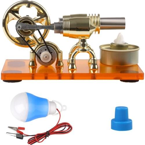 Stirling γ-Shape Hot-Air External Combustion Engine Model With LED And Lamp Physics Science Experiment Toy For Children Toy Gift