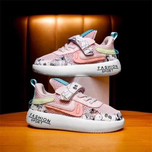 Girls Casual Shoes Light Mesh Sneakers Kids Summer Children Autumn Tenis Cute Sport Cartoon Female Running Sock Footwear