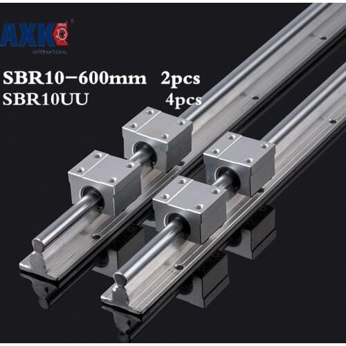 2pcs Sbr10 L 600mm Linear Rail Support With 4pcs Sbr10uu Linear Guide Auminum Bearing Sliding Block Cnc Parts