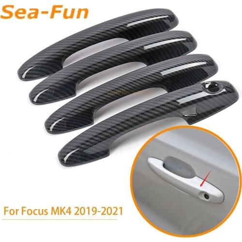 For Ford Focus MK4 2019 2020 2021 Door Handle Cover Trim Frame Decoration Carbon Fiber Car Accessories