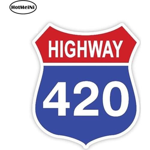 HotMeiNi 13cm X 11.1cm Car Styling Highway 420 Weed Decal Sticker Car Bumper Window Vinyl Decal Car Stickers Car Accessories