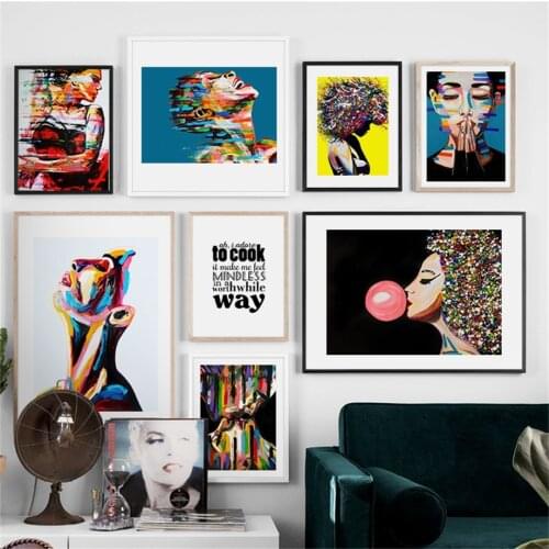 Wall Art Canvas Painting Colorful Fashion Abstract Oil Painting Girl Nordic Posters And Prints Wall Pictures For Living Room