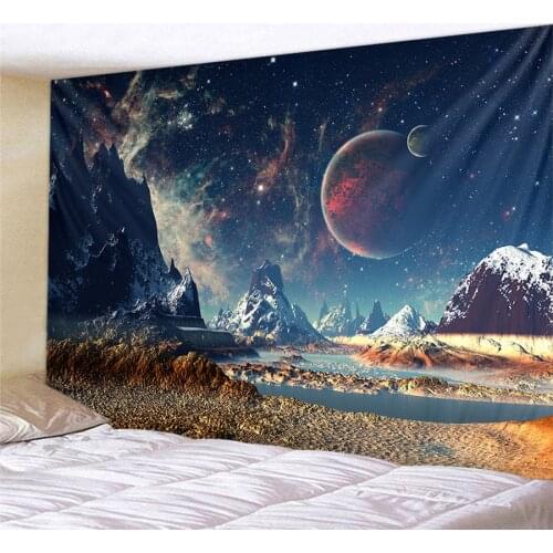 Nature Art Moon Tapestry Mountain Galaxy Starry Sky Hanging Wall Tapestries Psychedelic Carpet Wall Blanket Rug Tapiz Landscape
