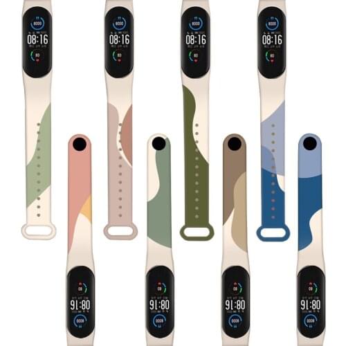 Graffiti Strap for Xiaomi Mi Band 3 4 5 6 Painted Silicone Wrist Strap for Miband 5 6 Sports Strap for Mi Band 3 4 Bracelet