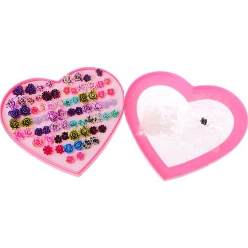 Rose Flower Stud Earring Set For Women Small Earring Jewelry 36 pairs Random Mix small cute stud