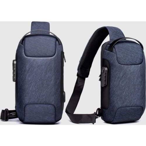 Mens Waterproof USB Oxford Crossbody Bag Anti-theft Shoulder Sling Multifunction Short Travel Messenger Chest Pack For Male