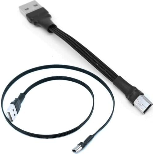 Super Flat flexible Mini USB B Type 5pin Male UP Down Left Right Angled 90 Degree to USB 2.0 Male Data Cable 0.1m 0.2m 0.3m 0.5m