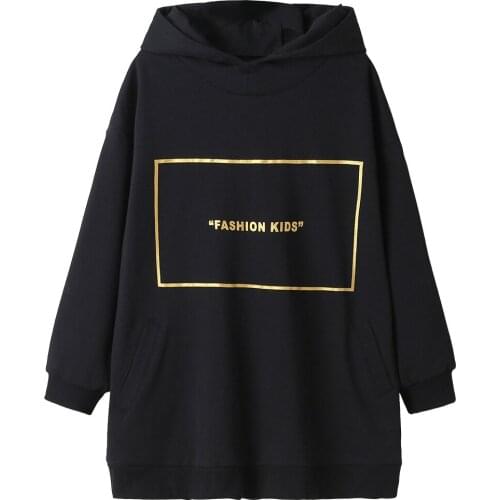 4Y To 14Y Kids and Teen Girls Hooded Mid-Length Sweatshirt Autumn 2020 Children Casual Clothing Letter Printed Sweatshirt, #9178