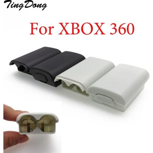 TingDong 60pcs Battery Pack Cover Shell Case Kit for Xbox 360 Wireless Controller Black White with Sticker