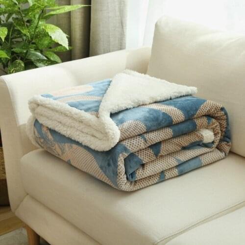 Thickened Double Sided Home Office Blanket Flannel Cashmere Warm Throw Blanket for Sofa Bed Travel Portable Cold-proof Blanket