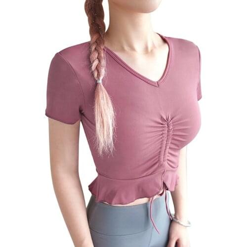 Women Fitness Yoga Wear Seamless Sports Short Sleeve Yoga Tops Clothes Gym Shirts Girl Summer Running Vest Corset Workout Top