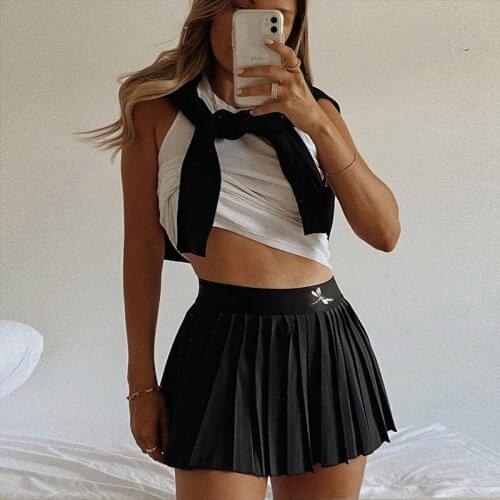 Pleated Skirt Summer High Waist Pleated Mini Skirt Womens Fashion Slim Waist High Street White Solid Hot Skirts 2021 New