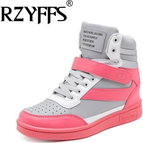 Spring autumn Short boots Woman wedges High Top Black White Shoes Women Casual Shoes Platform Hidden Increasing Sneakers NN-4949