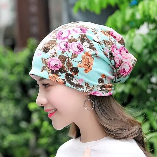 Women Sports Caps Flower Print Hat Skullies Spring Winter Warm Beanies Windproof Beach Cap Unisex Women Running Caps Yoga