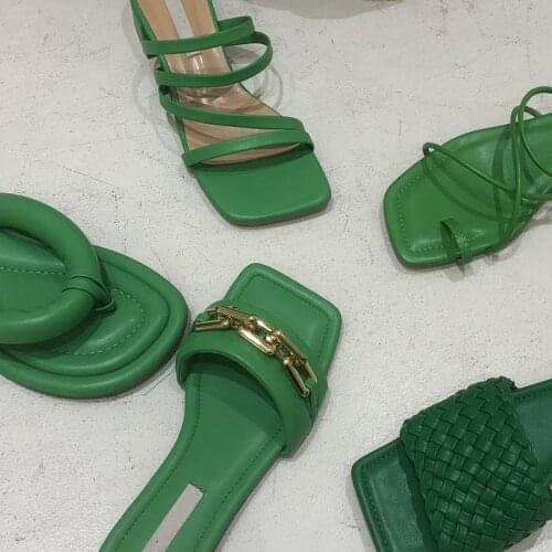 Women Flip Flops Fashion Green Ladies Flat Heel Slides Summer Outdoor Beach Slip On Comfortable women Sandal Shoe