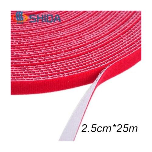 2.5cm*25meters Free Cutting Reusable Back to Back Cerclage Band Hook Loop Tape,Fastener Computer Nylon Cable Ties Straps