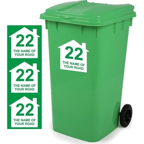 Customized 3 X Wheelie Bin Stickers Customsed Signs Size 18cm x 18cm