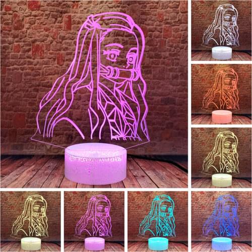 Demon Slayer Magan 3D Illusion LED Sleeping Nightlight 7 Colors Light-up Kamado Nezuko Anime action & toy figures