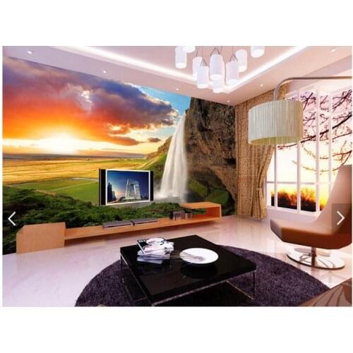 Customized 3d wallpaper 3d tv wall paper murals TV setting wall cloud mountain stream waterfall 3D living room photo wallpaper