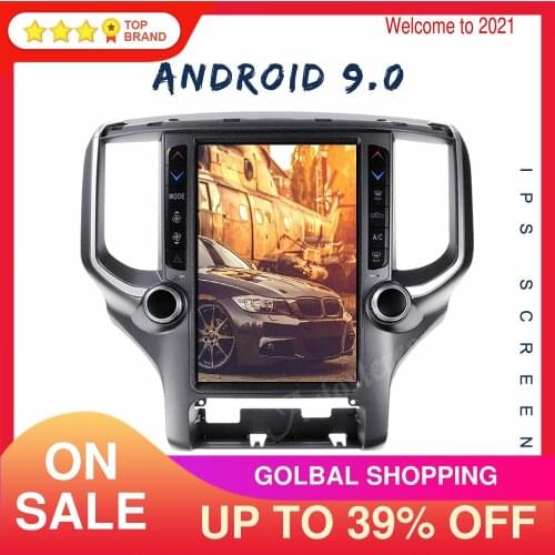 4+128G Android 9 For Dodge RAM 2018-2020 Tesla style Car Multimedia Player GPS Navigation Car Radio Tape Recorder Auto Head Unit