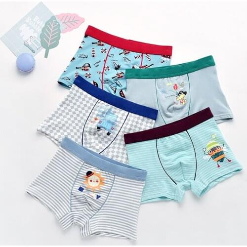 5pcs/lot Kids Boys Underwear Cartoon Childrens Shorts Panties for Baby Boy Boxers Panty Teenager Underpants 2-12T BU054