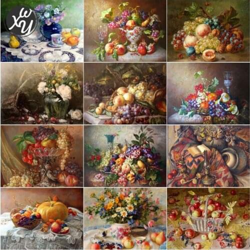 Diamond Art for Adults Vase Fruit Full Drill Mosaic Embroidery Cross Stitch Kits Round Square Rhinestones Accessories Home Decor
