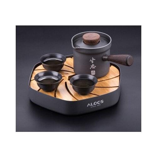 ALOCS Outdoor Tea Set Tea Set Camping Kung Fu Tea Set Fair Cup Tea Divider One Pot Three Cup Set