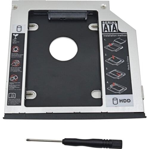 Aluminum 2nd HDD Caddy 9.5mm SATA 3.0 2.5" SSD Drive Enclosure For DELL E6540 E6440 Box Optibay