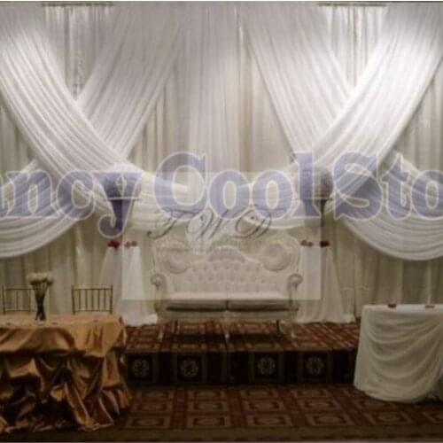 White Luxury Wedding Backdrop stage drapes with swags background Decor