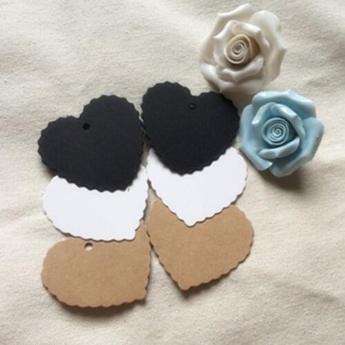 100PCS 6.5*5cm Heart shape Kraft Paper Hang Tags Wedding Party Favor Label Price Gift Card Wedding festival party DIY Decoration