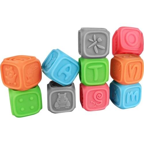 Baby Toy Soft Building Blocks 3D Touch Hand Balls Baby Massage Rubber Teethers Squeeze Sensory Montessori Bath Toy For Kids Gift