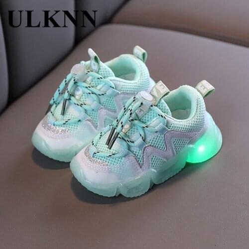 ULKNN Baby Shoes 1-12 Years Old ChildrenS Boys Girls Breathable Mesh Spring Autumn Led Lights Sports Sneakers