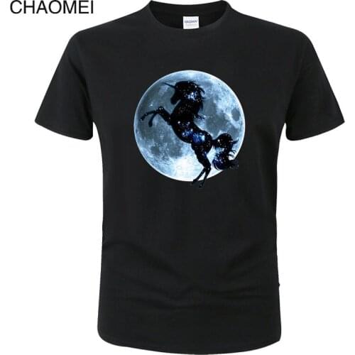 Unicorn Moon Fullmoon Fantasy Magic Horse Fantastic Beast T shirt Men Summer Cotton T-shirt Short Sleeve Streetwear Tees C133