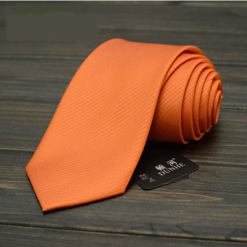 New Arrivals Mens High Quality Solid Color 8CM Width Neckties Orange Romantic Wedding Groom Neck Tie for Men with Gift Box