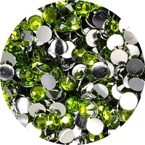 Good Quality Olivine Resin Flatback Glue On Beads 2mm~6mm Non Hotfix Rhinestones for Nail Art/Garment/Decoration