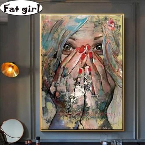 Handmade Art Posters Abstract Woman Diamond Painting Embroidery Cross Stitch 5D Diy Mosaic Square Round Drill Home Decoration