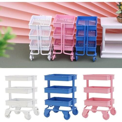 1:12 Dollhouse Mini Storage Trolley Pocket Mini Type Trolley Accessories Home Metal Decor Dollhouse Display Simulation Mode G7D8