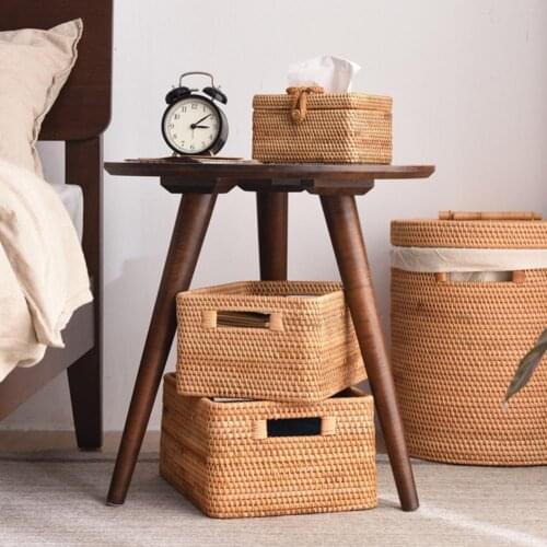 Tissue Box Simple Stylish Large Capacity Rattan Rectangular Facial Tissue Holder for Home Nordic Large Storage Box Wholesale