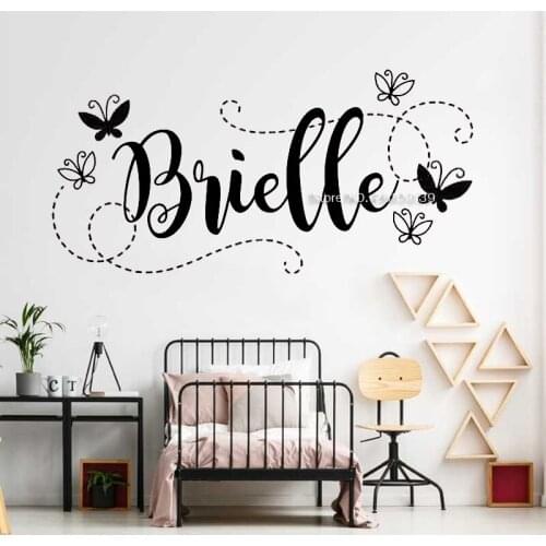Beautiful Butterfly Decals Personalized Girl Name Wall Stickers For Baby Girls Bedroom Butterfly Decor DIY self-adhesive LC1689