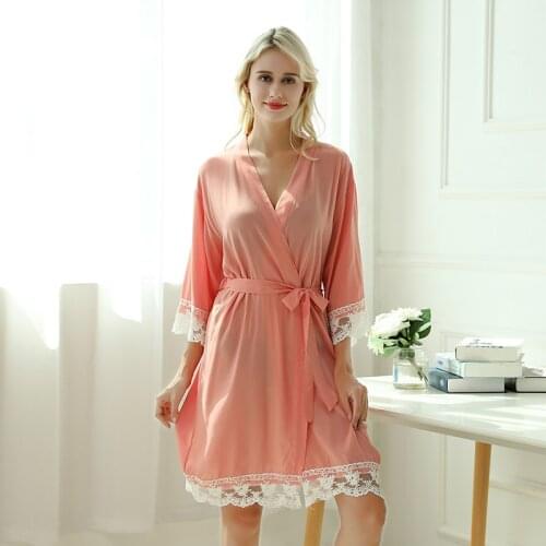 Lace Patchwork Nightgown Women Kimono Gown Viscose Bride Bridasmaid Wedding Robe Soft Sleepwear Loose Nightdress Home Clothes