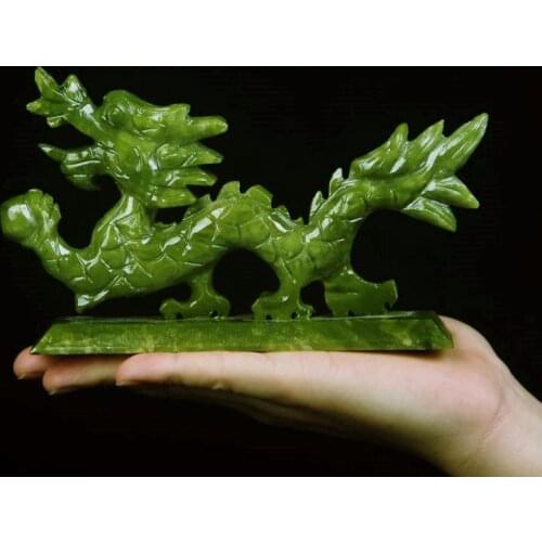 Lucky Feng Shui Chinese Home Decoration Dragon Ornaments Office Living Room Desktop Auspicious Decorations Jade Stone Crafts Art