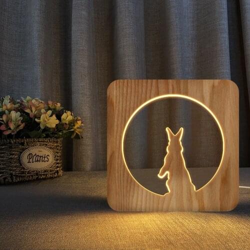 Cute Rabbit 3D Night Light Wooden Light Mid-Autumn Festival Gift