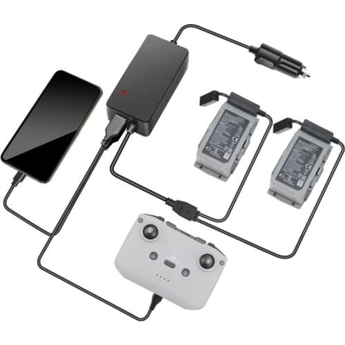 Multifunction 4 in 1 Car Charger for DJI Mavic Air 2 Batteries & Remote Controller & Smartphone for Mavic Air 2 Drone Accessory