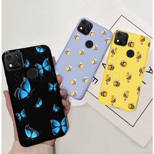 Sunflower Soft Silicone Phone Case For Xiaomi Redmi 9C 9 C NFC Butterfly Painted Back Cover For Redmi 9 9c 9a Redmi9A 9C 9 Funda