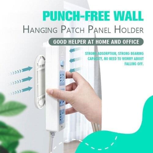 Punch-Free Wall Hanging Patch Panel Holder Wall-mounted Cable Holders Traceless Board Racks Hanging Socket Organizer Holder