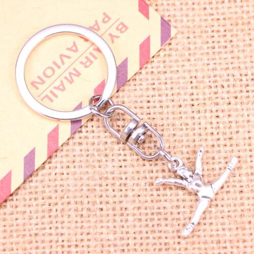 New Fashion Keychain 22x16mm gymnastics gymnast sporter Pendants DIY Men Jewelry Car Key Chain Souvenir For Gift