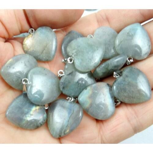 Natural stone Turquoises labradorite Quartz crystal tiger eye Opal heart Pendant for diy Jewelry making earring necklace 24pcs